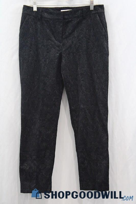 Chico's Women's Black Floral Embroidered Dress Pants SZ M/10