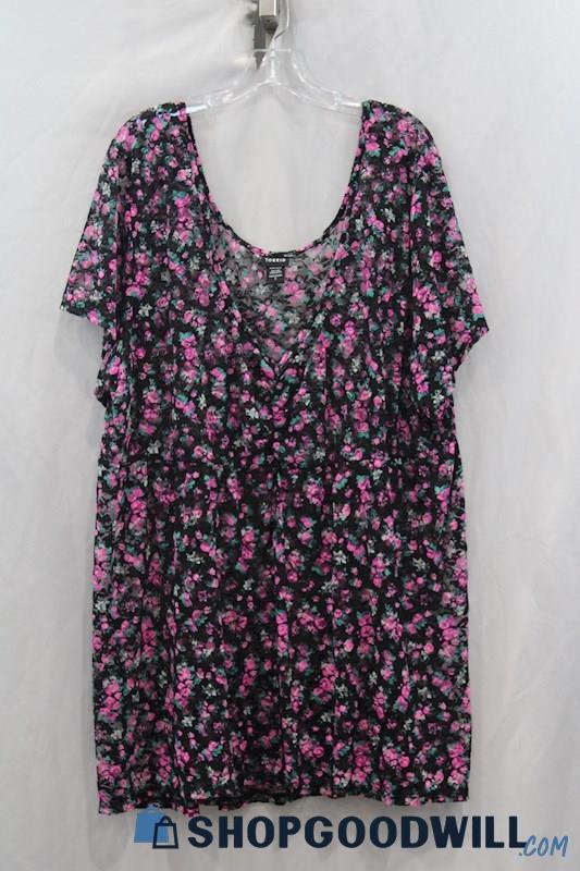 Torrid Women's Black/Pink Flower Lace/Sheer Blouse SZ 5X