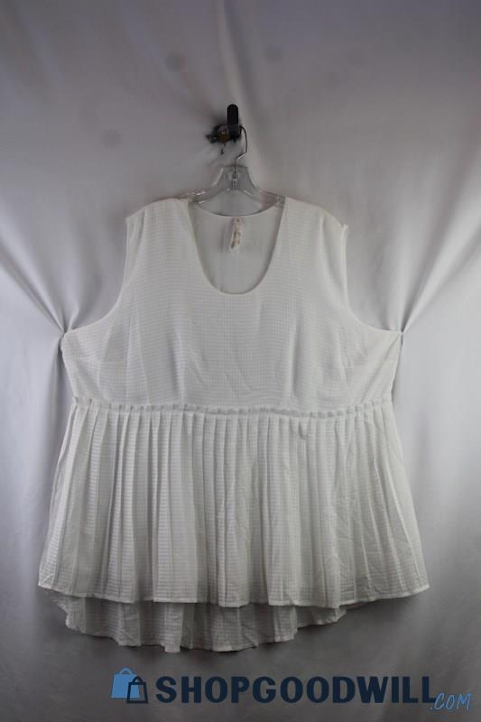 Seven7 Women's White Pleated Peplum Tank SZ 3X