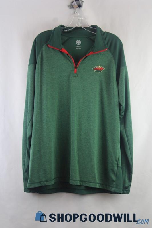 NHL Men's Green Heather MN Wild Tech 1/4 Zip Sweatshirt SZ XL