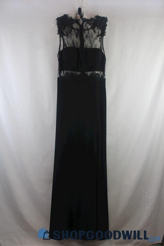 NWT City Triangles Women's Black Floral Sheer Lace Side Slit Maxi Dress SZ 13