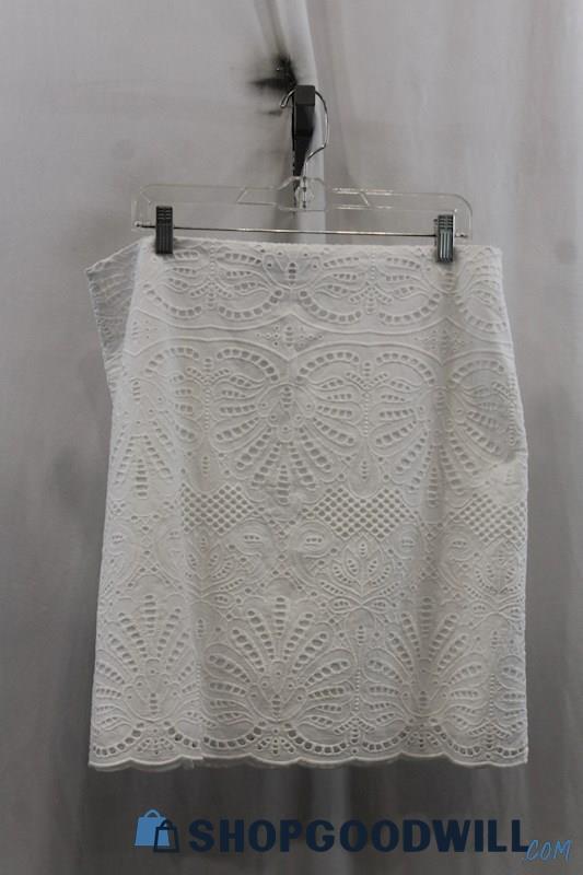 NWT Talbots Womens White Eyelet Pencil Skirt Sz M