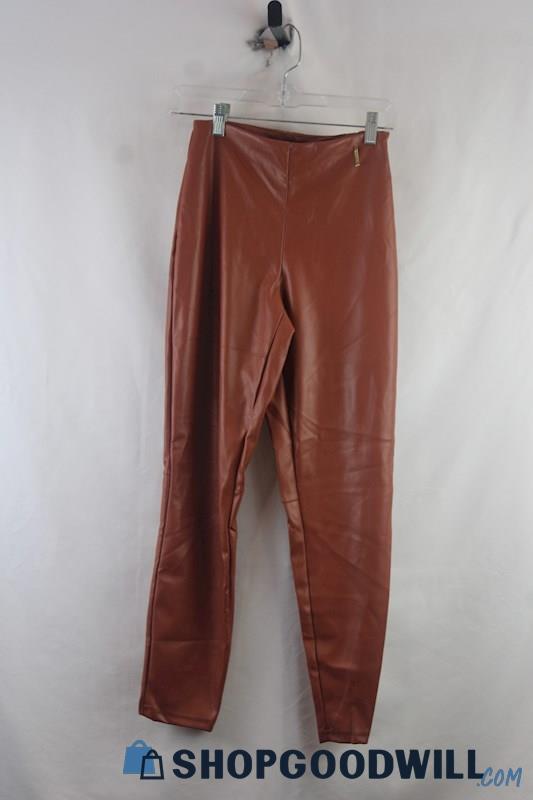 NWT Fabletics Women's Rust Brown Faux Leather Ankle Pant SZ S