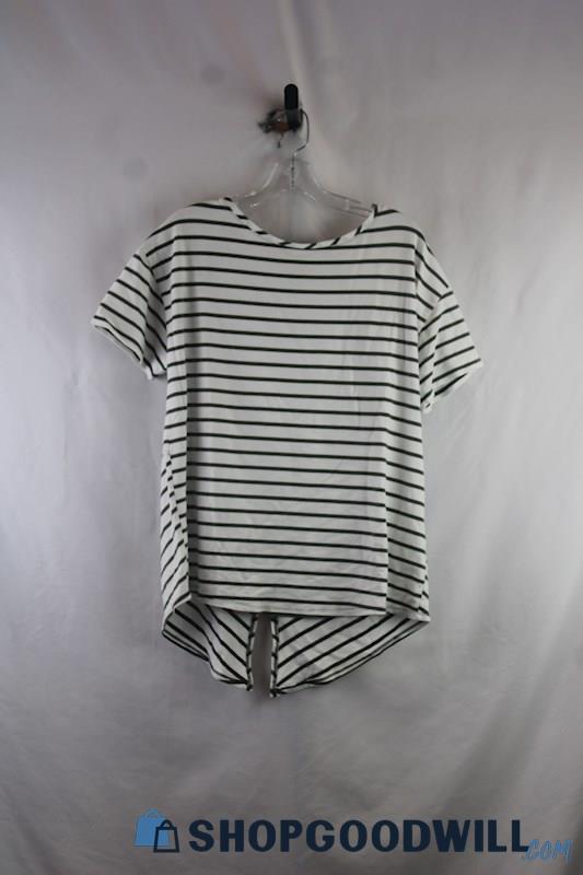 Chico's Women's White/Black Striped T-Shirt Sz L/12