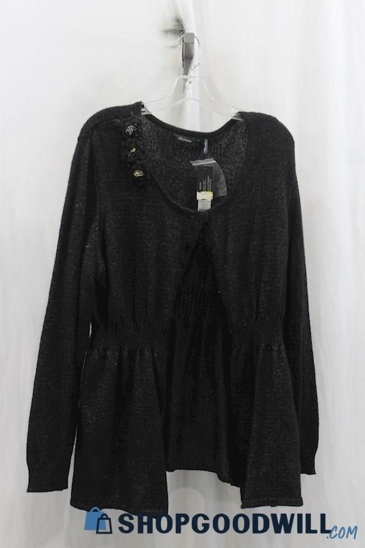 NWT Daisy Fuentes Womens Black Shimmer Cardigan Sz L