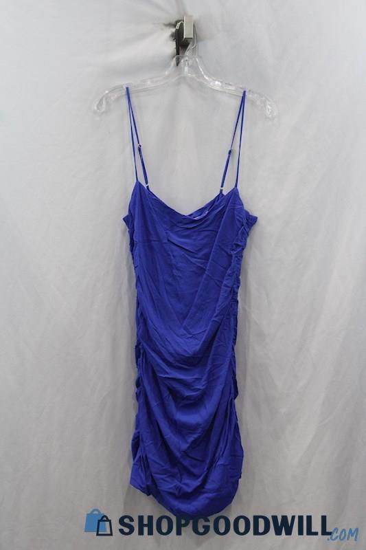 NWT Weworewhat Women's Royal Blue Side Ruched Short Bodycon Dress SZ L 