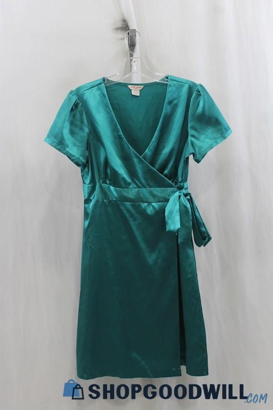 Guess Womens Teal Satin Wrap Dress Sz M