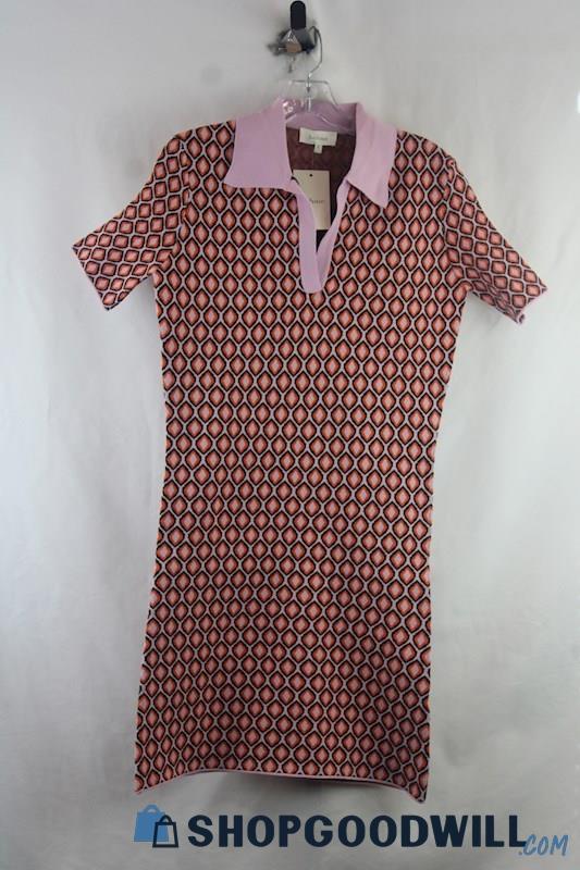 NWT Bohme Women's Pink/Orange Geo Pattern Dress SZ S  