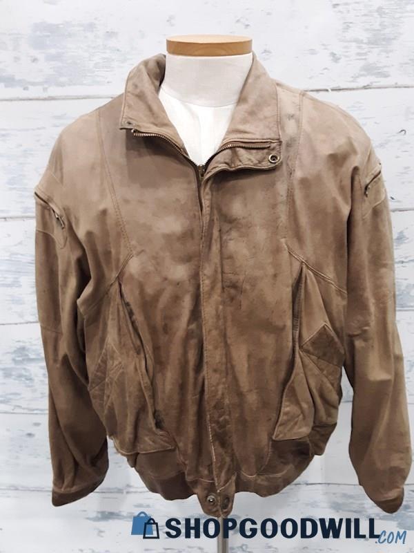 Adventure Bound Men's Brown Leather Jacket - Size XL - WORN 