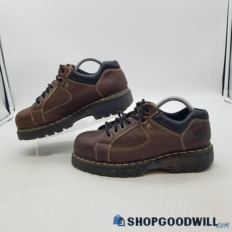 Dr. Martens Men's Industrial Steel Toe Brown Leather Work Shoes Sz 8