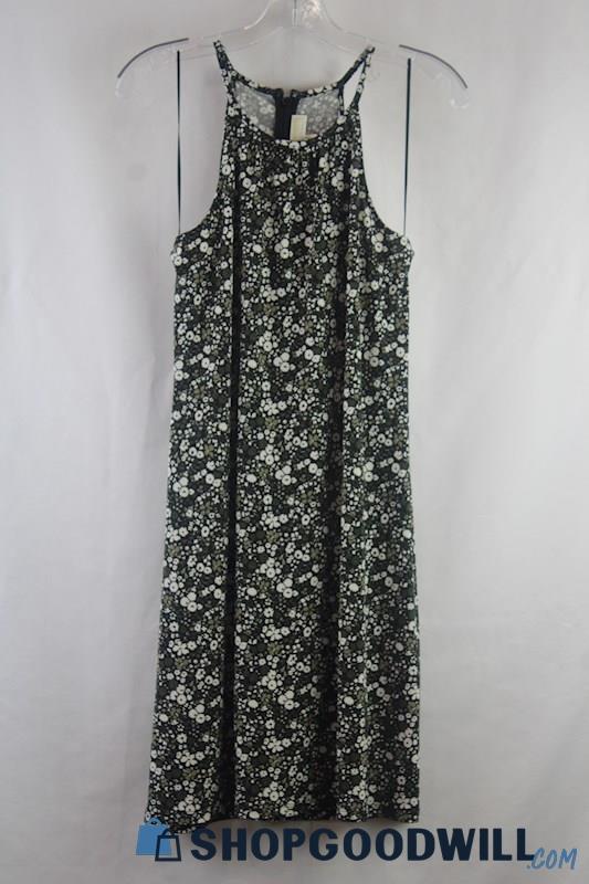 Michael Kors Women's Black/Green Floral Trapeze Tank Dress SZ S