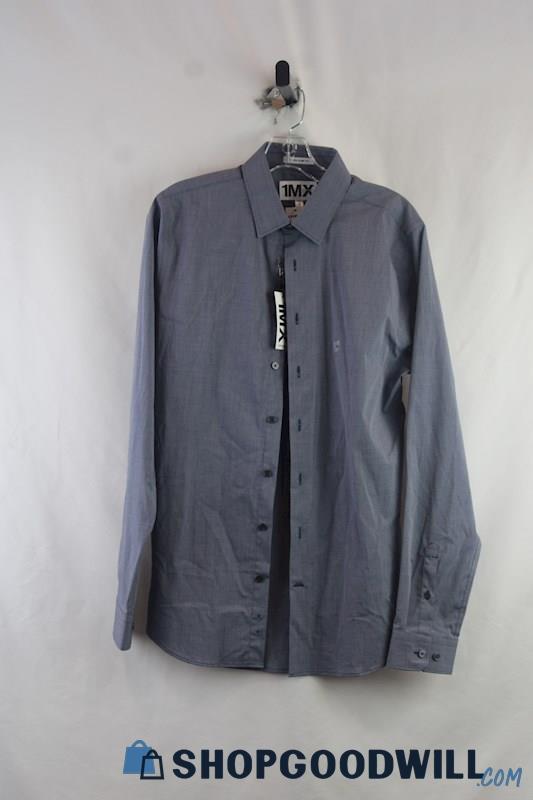 NWT 1MX Express Men's Blue Button Up Long Sleeve Sz M