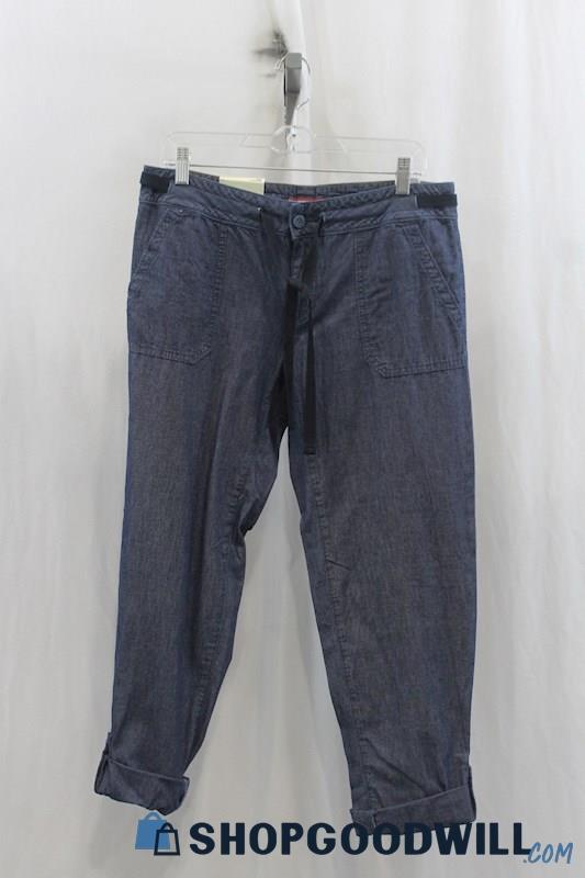 NWT Tommy Hilfiger Womens Blue Cuffed Cropped Pants Sz 6