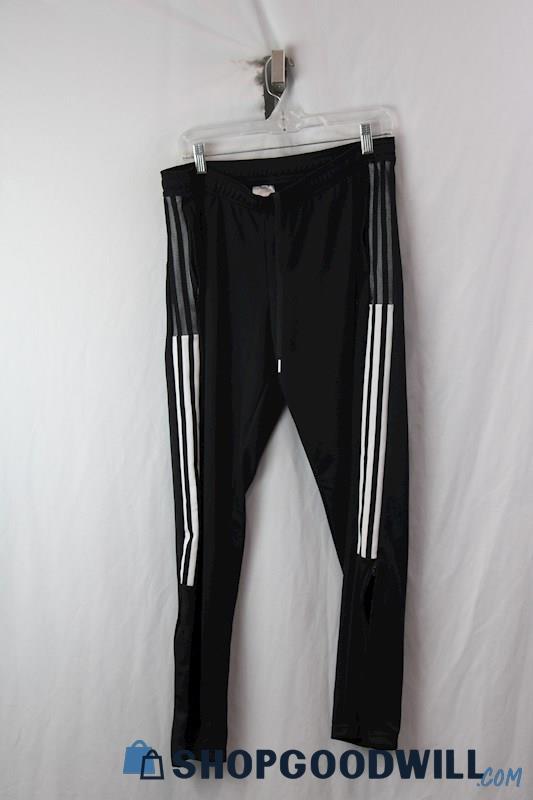 Adidas Women's Black/White Striped Zip Ankle Jogger Pant SZ L