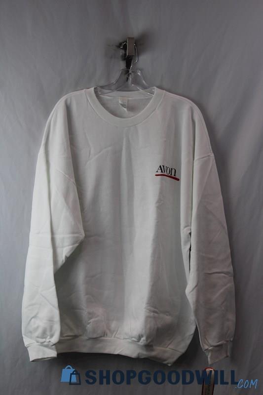 NWT AVON Men's Vintage White Crewneck Graphic Sweatshirt SZ L/XL