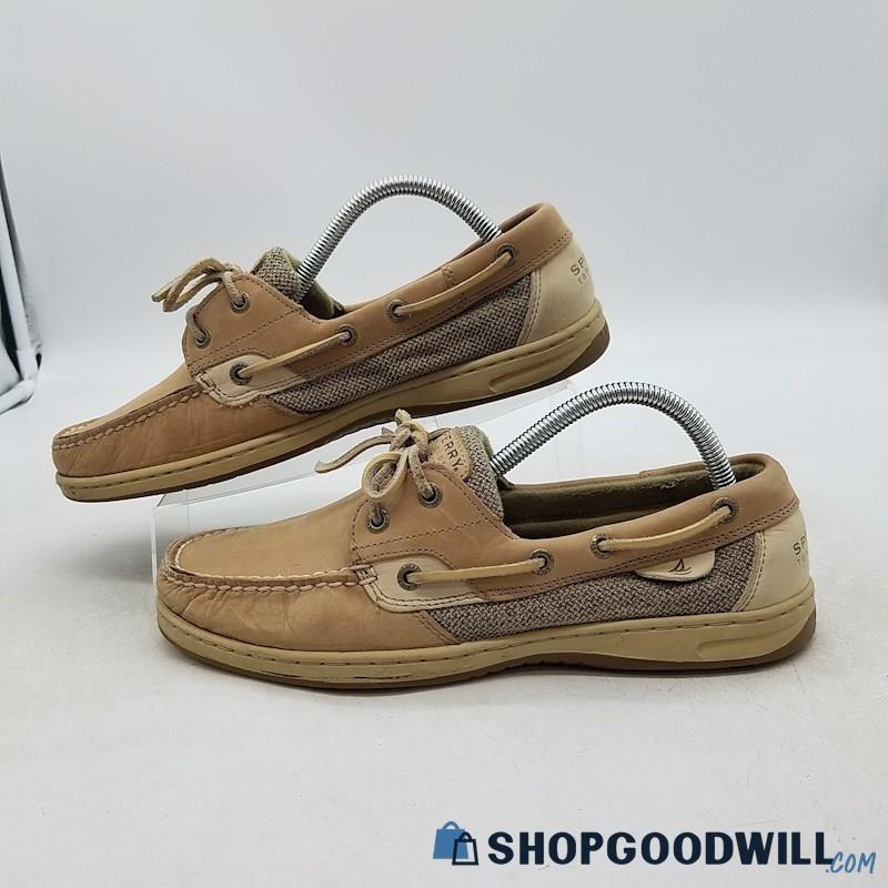 Sperry Women's Bluefish 2-Eye Beige Leather Boat Shoes Sz 10