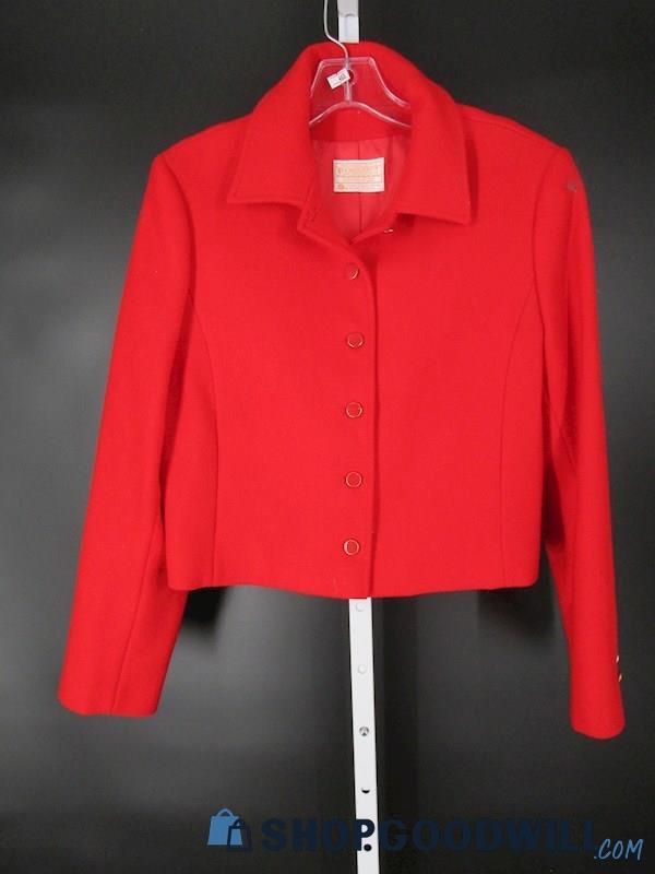 Pendleton Women's Vintage Red Wool Cropped Blazer SZ 12