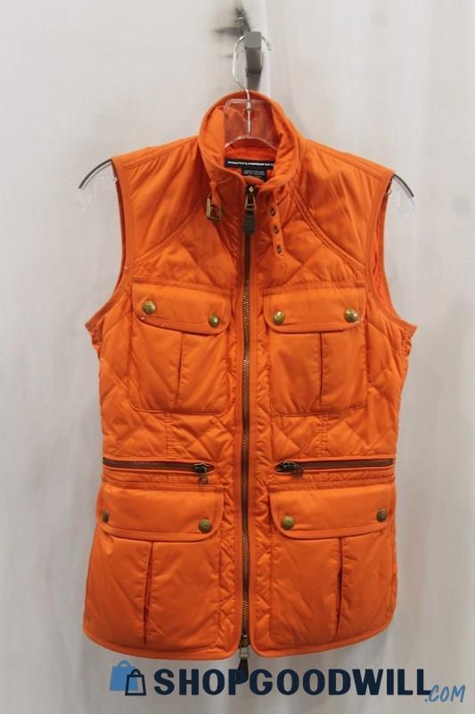 Ralph Lauren Womens Orange Quilted Vest Sz S