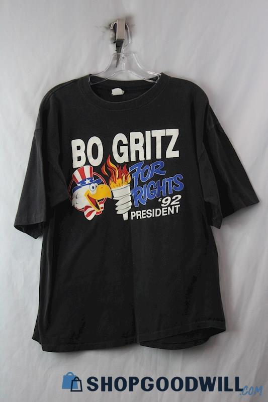 George Bush '92 President Men's Black Graphic VTG T-Shirt SZ XL