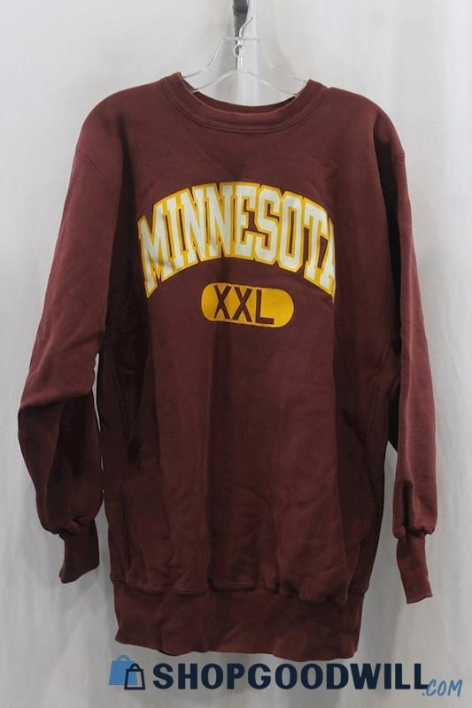 Vintage Champion Minnesota Men's Maroon/Gold Graphic Pullover Sweater SZ 2XL