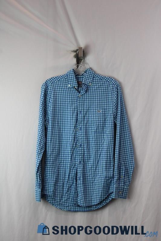 Vineyard Vines Men's Blue/Navy Gingham Poplin Button Up Shirt SZ XS