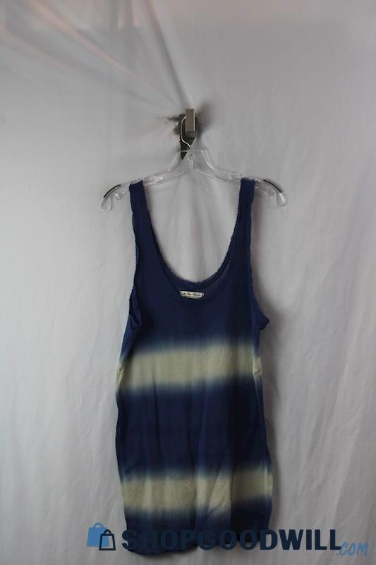 We The Free Women's Blue/White Striped Knit Sheer Tank Top SZ M