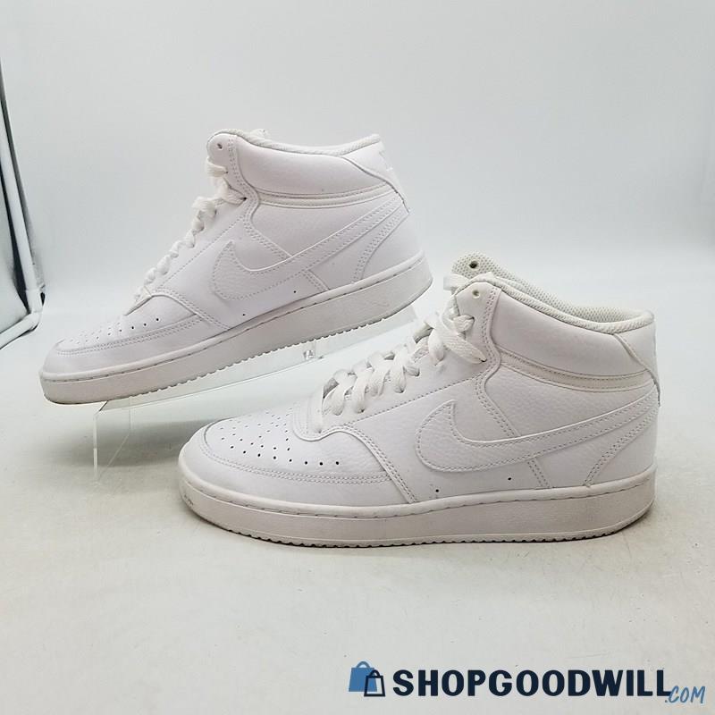 Nike Women's Court Vision Mid White Faux Leather Sneakers Sz 8