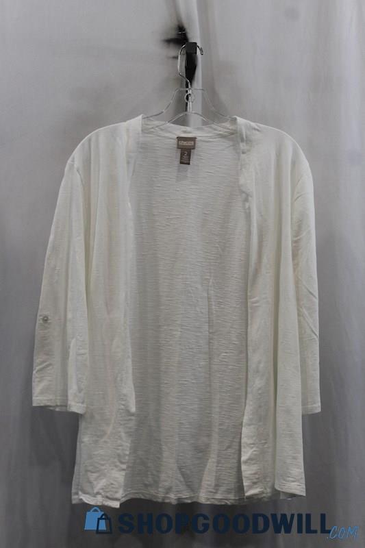 Chico's Womens Heather White Cardigan Sz L