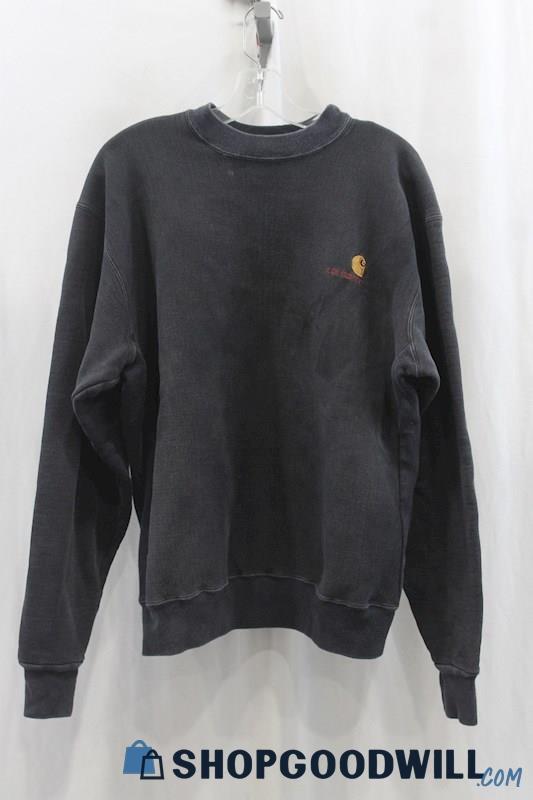 Vintage Carhartt Men's Heather Dark Gray Pullover Sweater