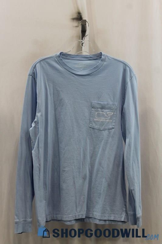 Vineyard Vines Womens Baby Blue Pocket LS Shirt Sz M