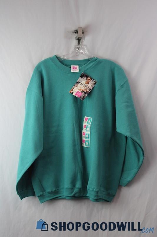 NWT Hanes Her Way Women's VTG '95 Jade Green Crewneck Loose Fit Sweatshirt SZ XL