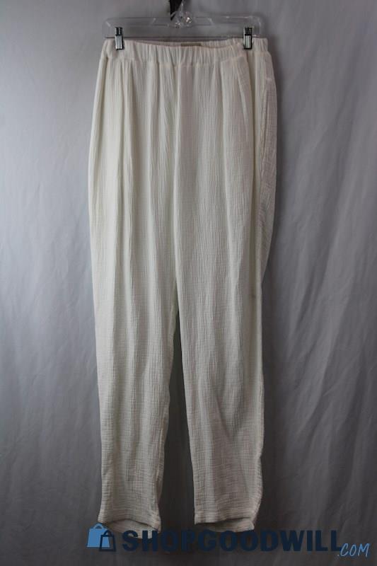 Tina Jo Women's White Pull On Textured Pattern Ankle Pants SZ S