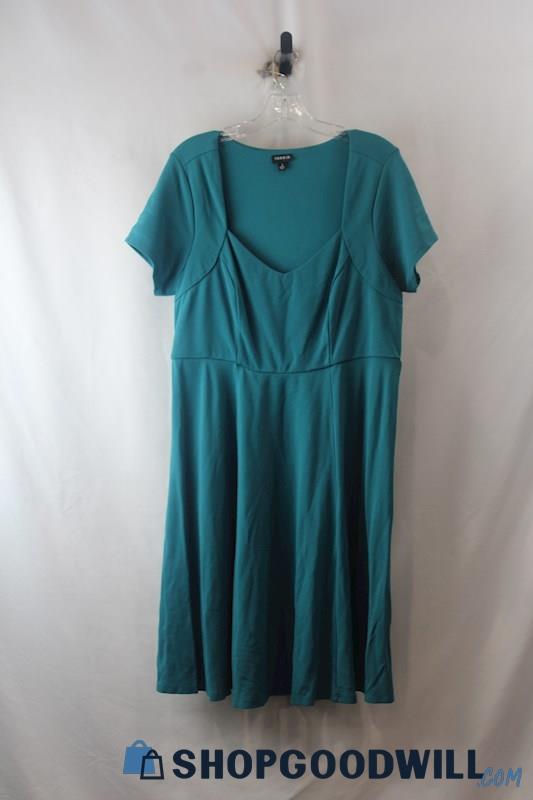 Torrid Women's Teal Blue V Neck SS Pleated Dress SZ 2X