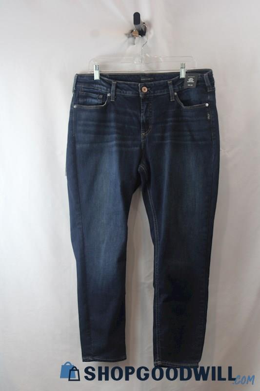 NWT Silver Jean Women's Dark blue Hi Rise Skinny Crop Jean SZ 34