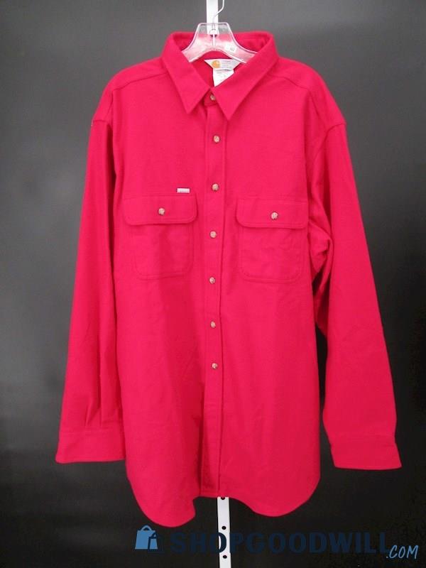 Carhartt Men's Vintage Red Flannel Long Sleeve Button-Up Shirt SZ XXXL