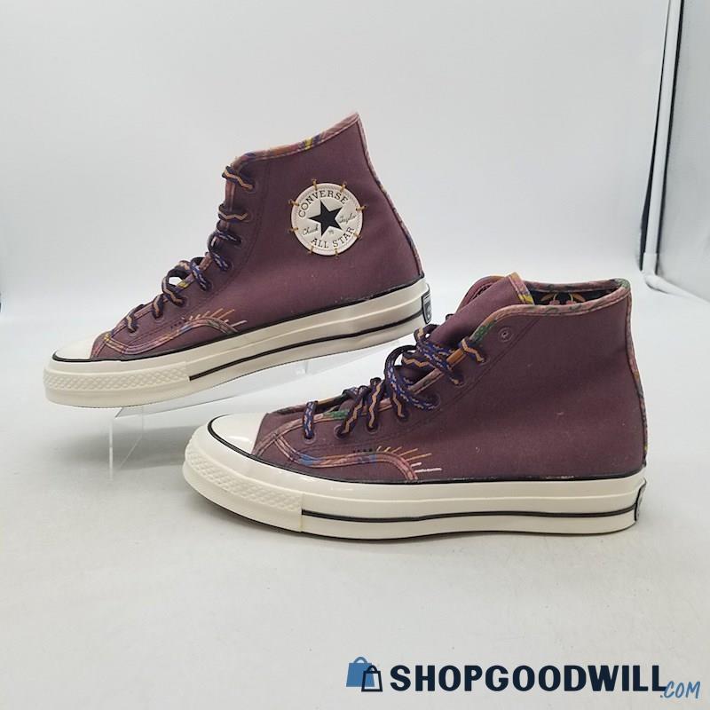 Converse Men's Chuck 70 High 'Heritage Detail' Burgundy Canvas Sneakers Sz 8