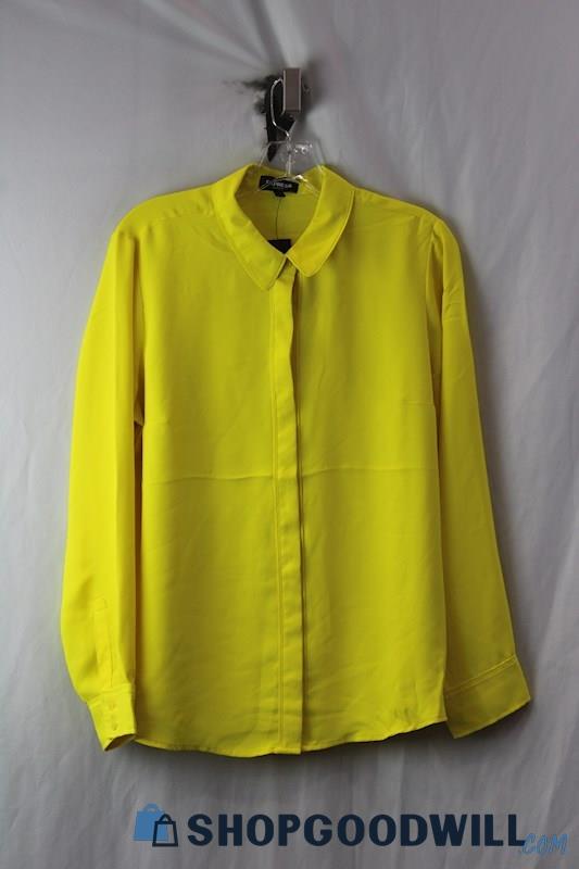 NWT Express Women's Canary Yellow Button Up Long Sleeve Blouse SZ L