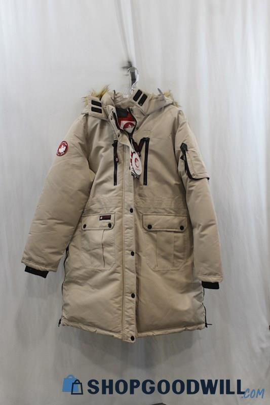 Canada Weather Gear Women's Tan/Black Parka Jacket SZ XL