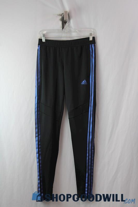 Adidas Women's Black/Blue Side Striped Pull on Slim Ankle Pant SZ XS