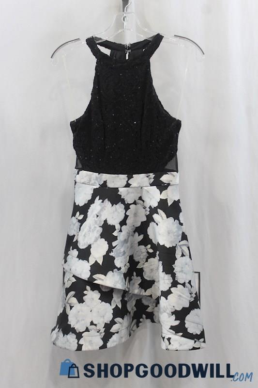 NWT Speechless Women's White/Black Floral Print Tank Dress SZ 3