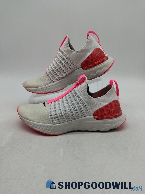 Nike Women's White/Pink React Phantom Run Fly Knit Sneakers SZ 7