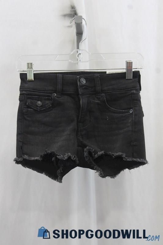 NWT American Eagle Women's Black Denim Short SZ 000