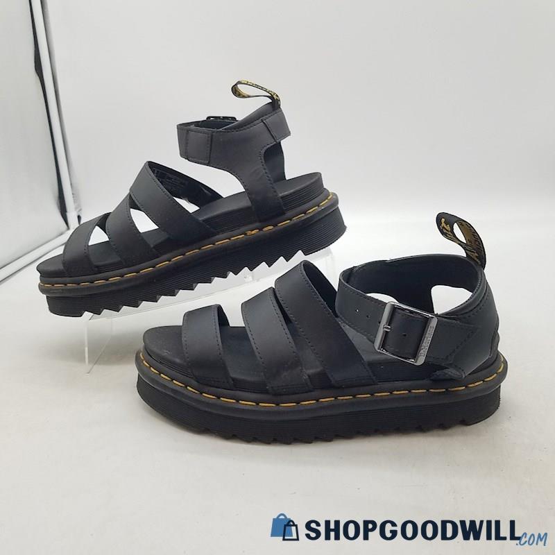 Dr. Martens Women's Blaire Black Leather Ankle Strap Strappy Sandals Sz 7