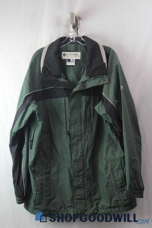 Columbia Men's Green/Black Zip Up Heavyweight Rain Coat SZ L