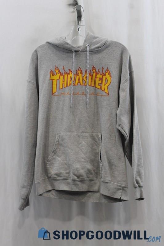 Thrasher Men's Gray/Orange Graphic Pullover Hoodie SZ M