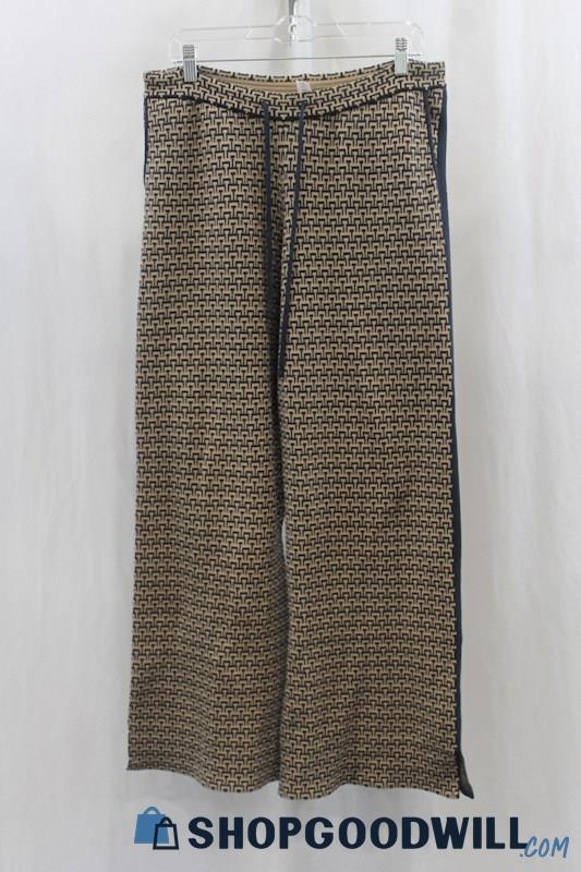 The Upside Women's Black/Brown Design Print Drawstrings Flare Pant SZ M