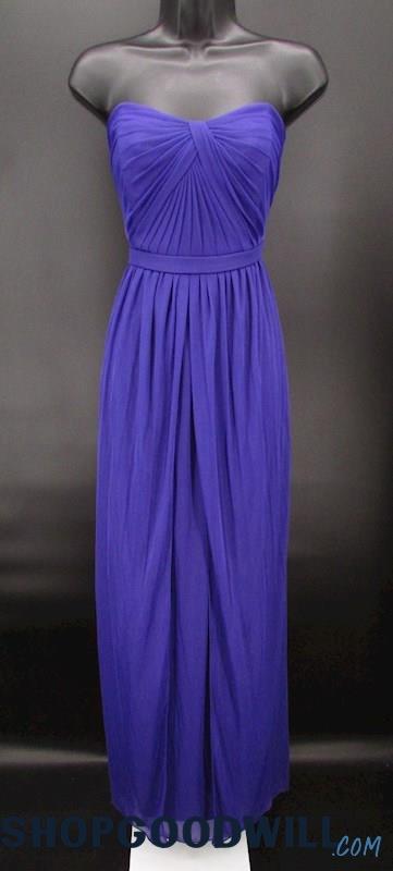 David's Bridal Women's Purple Pleated Twist Strapless Column Formal Gown SZ 10