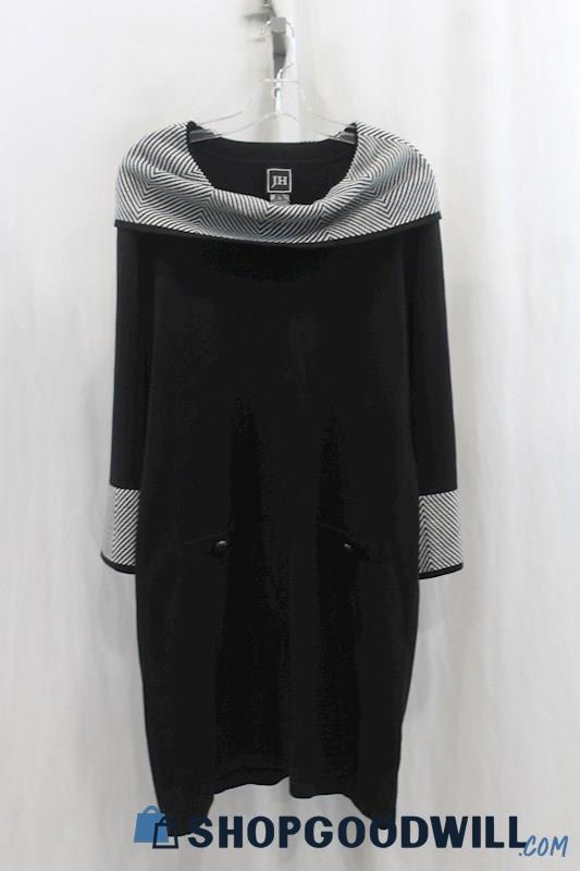 NWT JIIHI Womens Black/White Sweater Dress Sz XL