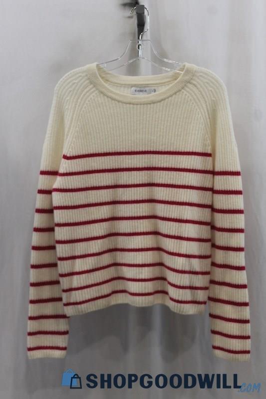 Evereve Women's Beige/Pink Stripes Pullover Sweater SZ S