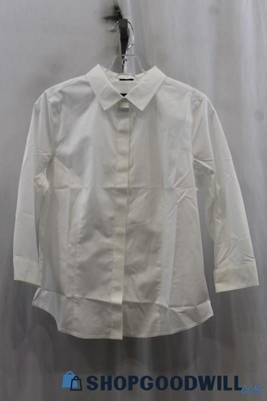 NWT Talbots Women's White Sheer Button Up Shirt SZ 10P